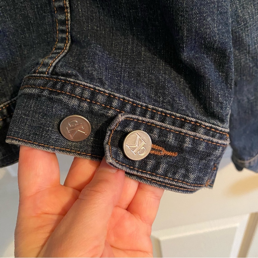 Calvin Klein Denim Jacket Size Large Like Dark Blue - Picture 7 of 9
